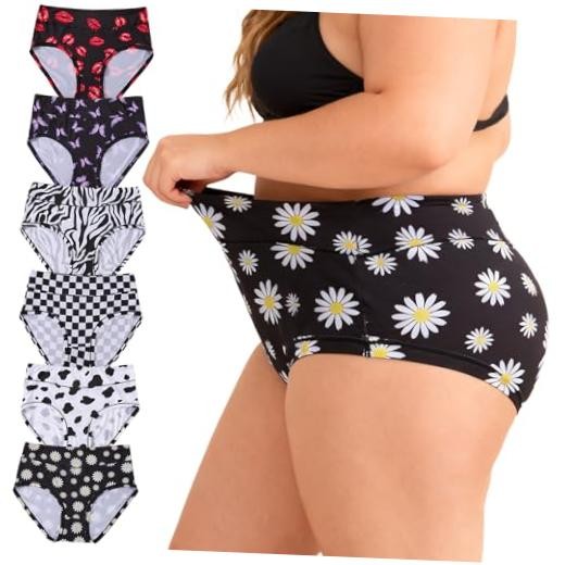 Plus Size Underwear for Women XL-5XL Plus Size 3X-Large 6 Pack Classic Panties