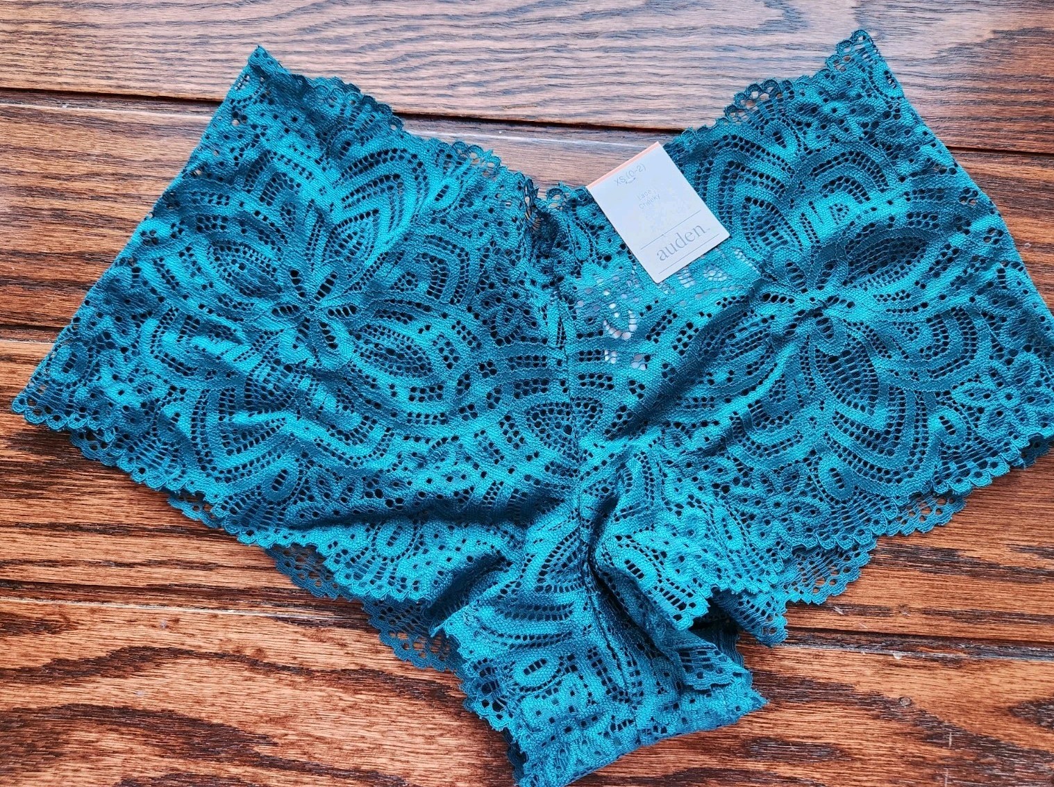 NWT Auden Teal BLUE CROCHET FLORAL LACE PANTIES Size XS 0-2