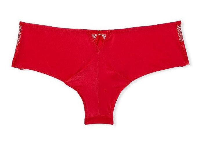 Victoria’s Secret Sexy Red Fishnet Floral Lace Cheeky Panty Size S Solid Color