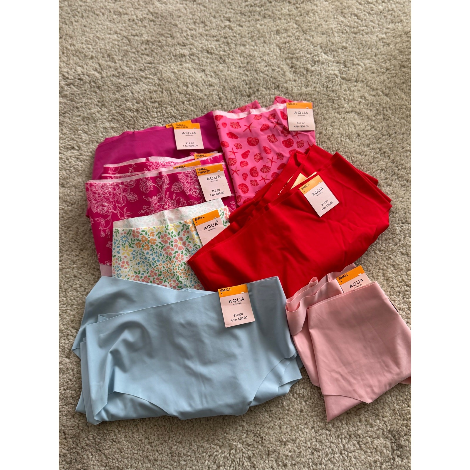 Women’s Aqua Hipster Panties – S – Multiple Colors & Prints – Soft Everyday NWT