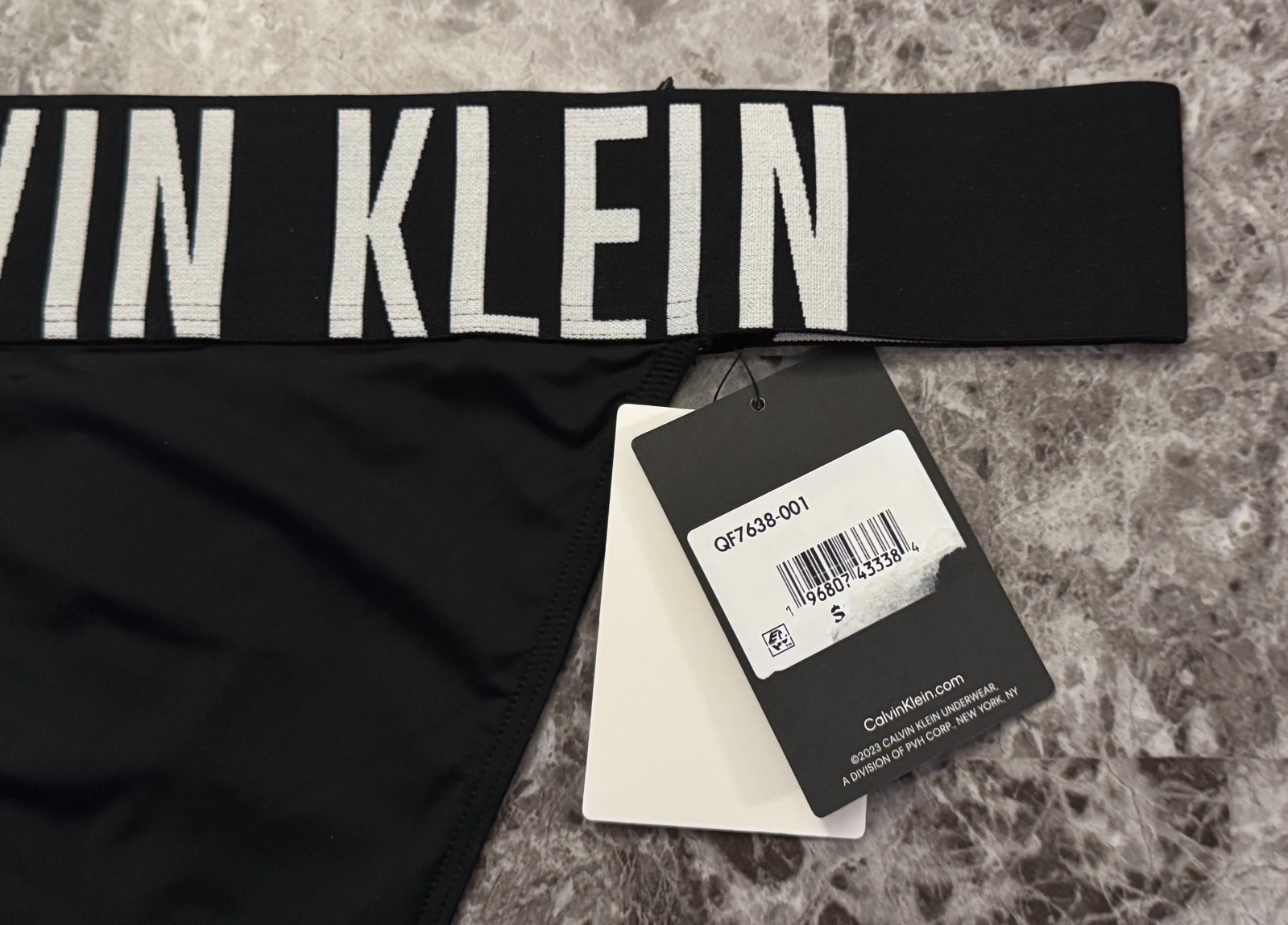CALVIN KLEIN BLACK SMOOTH THICK BAND COOLING TECHNOLOGY HIGH LEG THONG PANTIES