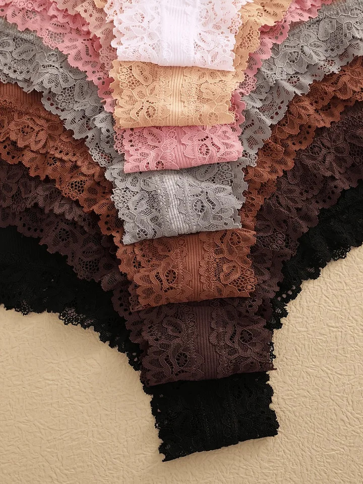 Cotton Panties Lace Low Rise Bikini Breathable Women’s Underwear 11 Pcs
