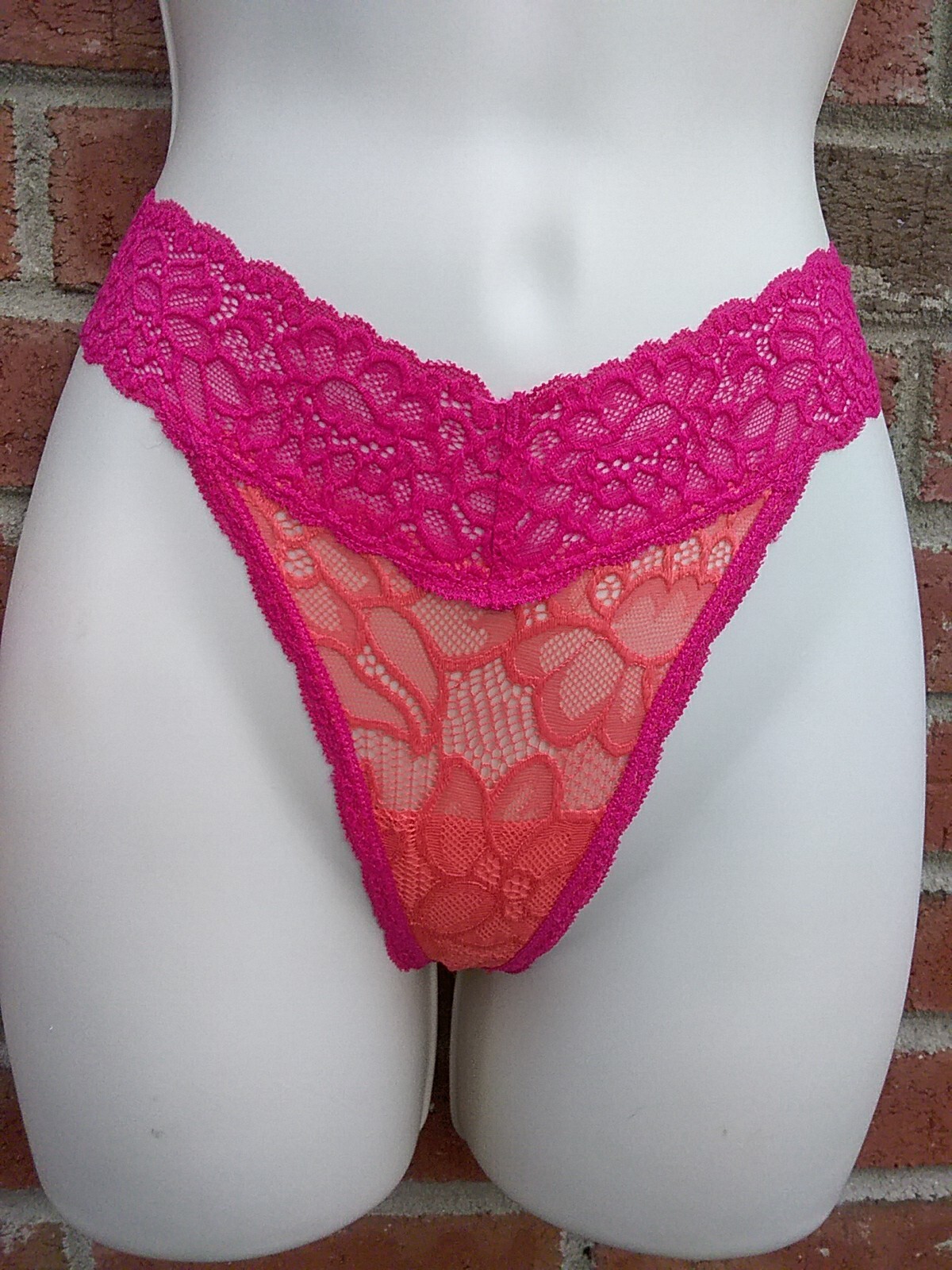 Vtg 90’s Pink & Peach Lace Thong Panties “NEW” FAMOUS MAKER No Tags 3pr XL *READ