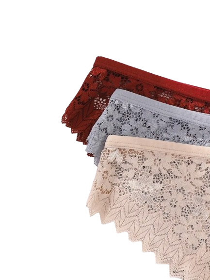 8pcs Women’s Lace Panties – Breathable, Low Waist, Stretchy, Mixed Colors