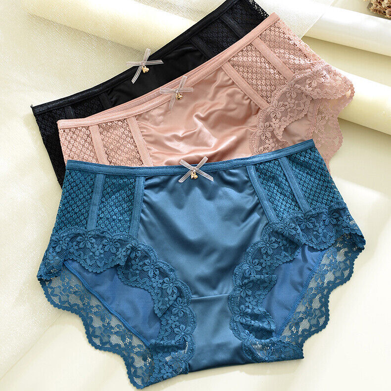 1/6Pack Lot Womens Seamless Silky Satin Panties Briefs Underwear Lady Lingeries*