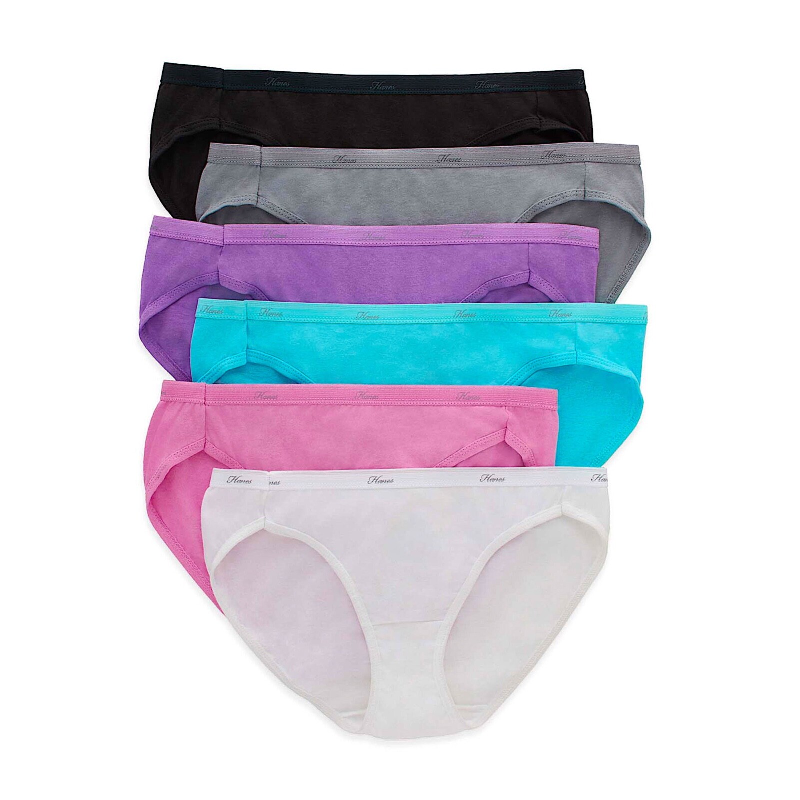 Hanes® Women’s Cotton Bikini Panties/Underwear, 6-Pack Multi Color Size 6