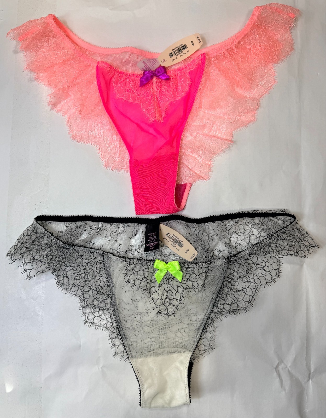 VS Very Sexy Bikini Panties M 2 Pk – Coral/Hot Pink, Blk Lace – NWT $24.99
