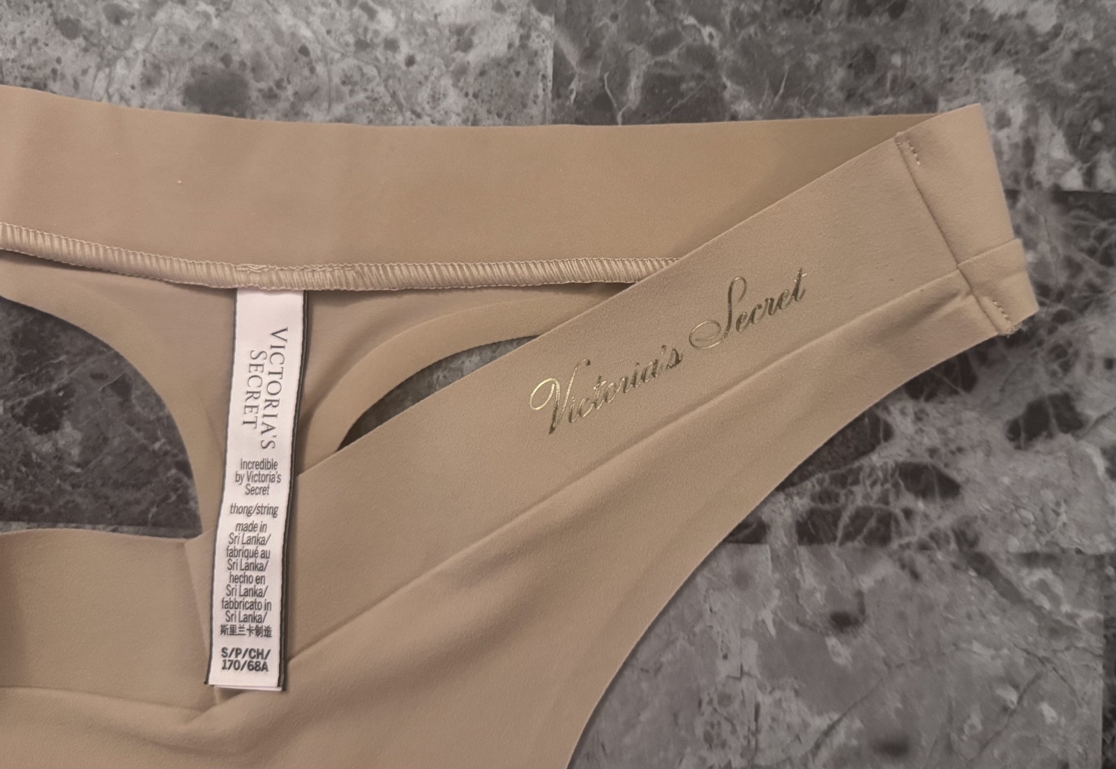 NWOT VICTORIA’S SECRET INCREDIBLE LINE S SOFT BEIGE NUDE NO SHOW THONG PANTIES