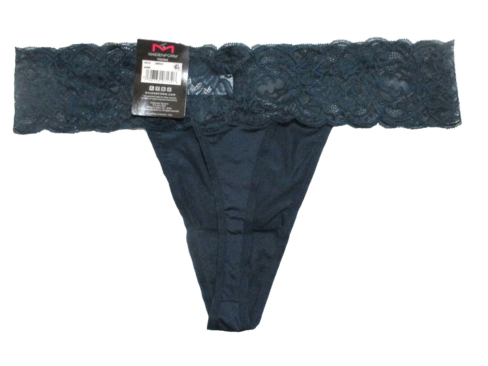 MAIDENFORM SZ 9 2XL THONG SEXY MUST HAVES DMESLT DARK GREEN FLORAL LACE PANTIES