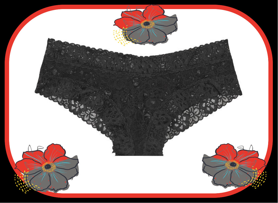 S M L NOIR Black ALL FLORAL LACE THE LACIE Victorias Secret CHEEKY Brief Panty