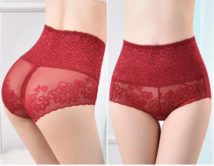Lace Briefs Mid Rise Sheer Elastic Breathable Underwear Panties Women Soft