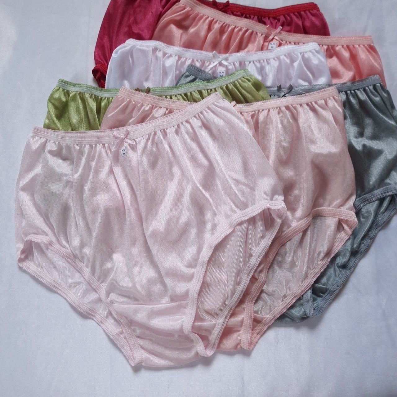 7pcs Colorful Size M Light Underwear Nylon Silky Soft Slip Panties Waist 30″-36″