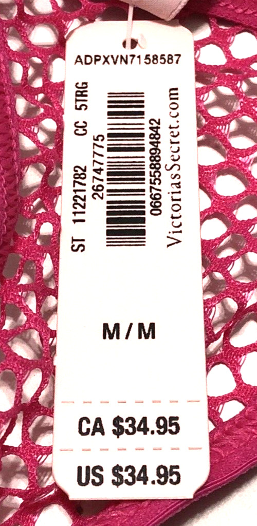 Victoria’s Secret NWT Medium Pink Fishnet String Cheeky Panty Open Back Lace Up