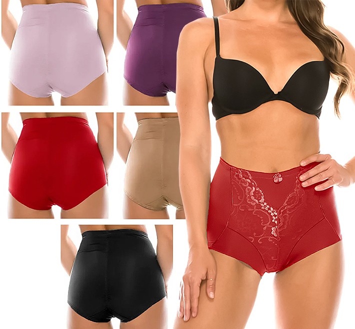 Women’s Colorful 12 Pc Hi-Waist Smooth Microfiber Full Waist Shaping Briefs