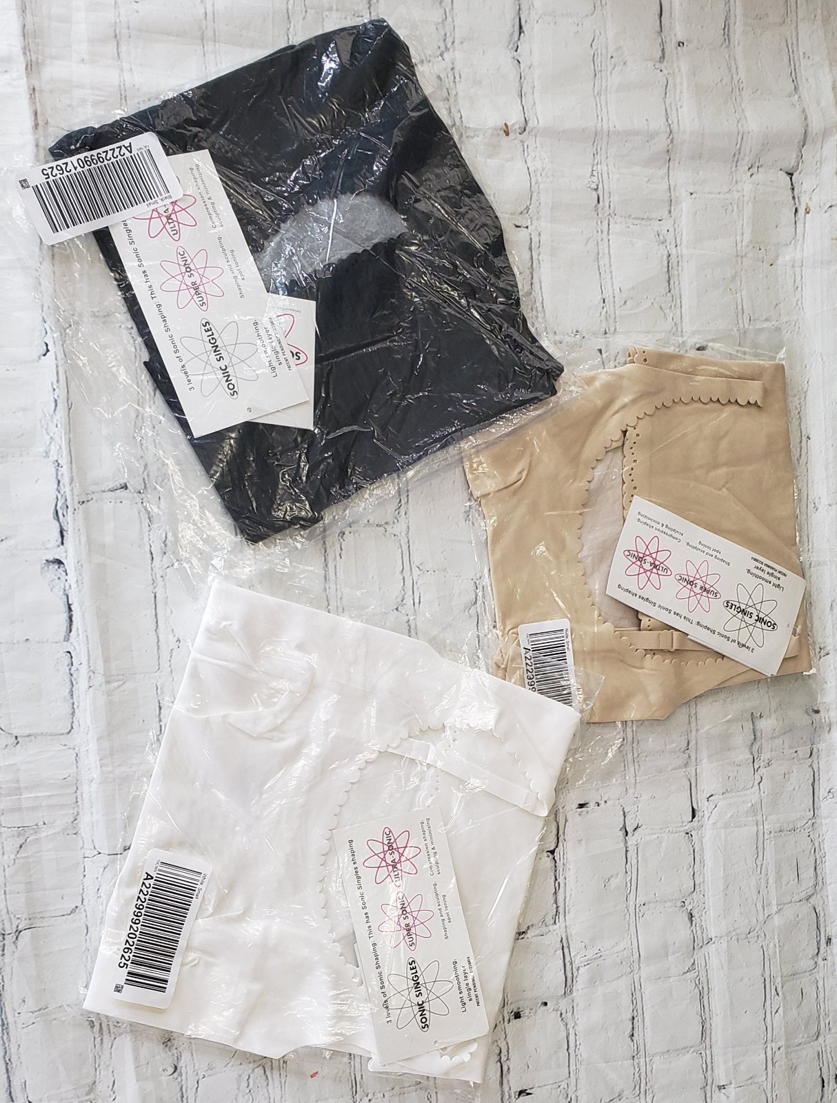 Sonic Slimmers Size S Black Nude White shapewear Compression camisole 3 pc NWT