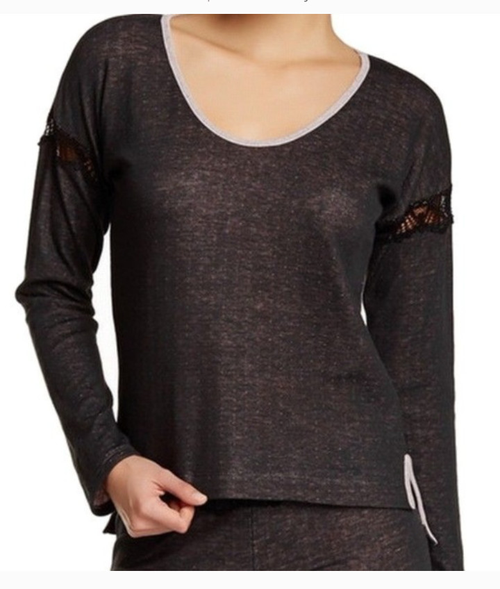 Betsey Johnson Lace Trim Sleep Shirt, Black, Medium-NWT-