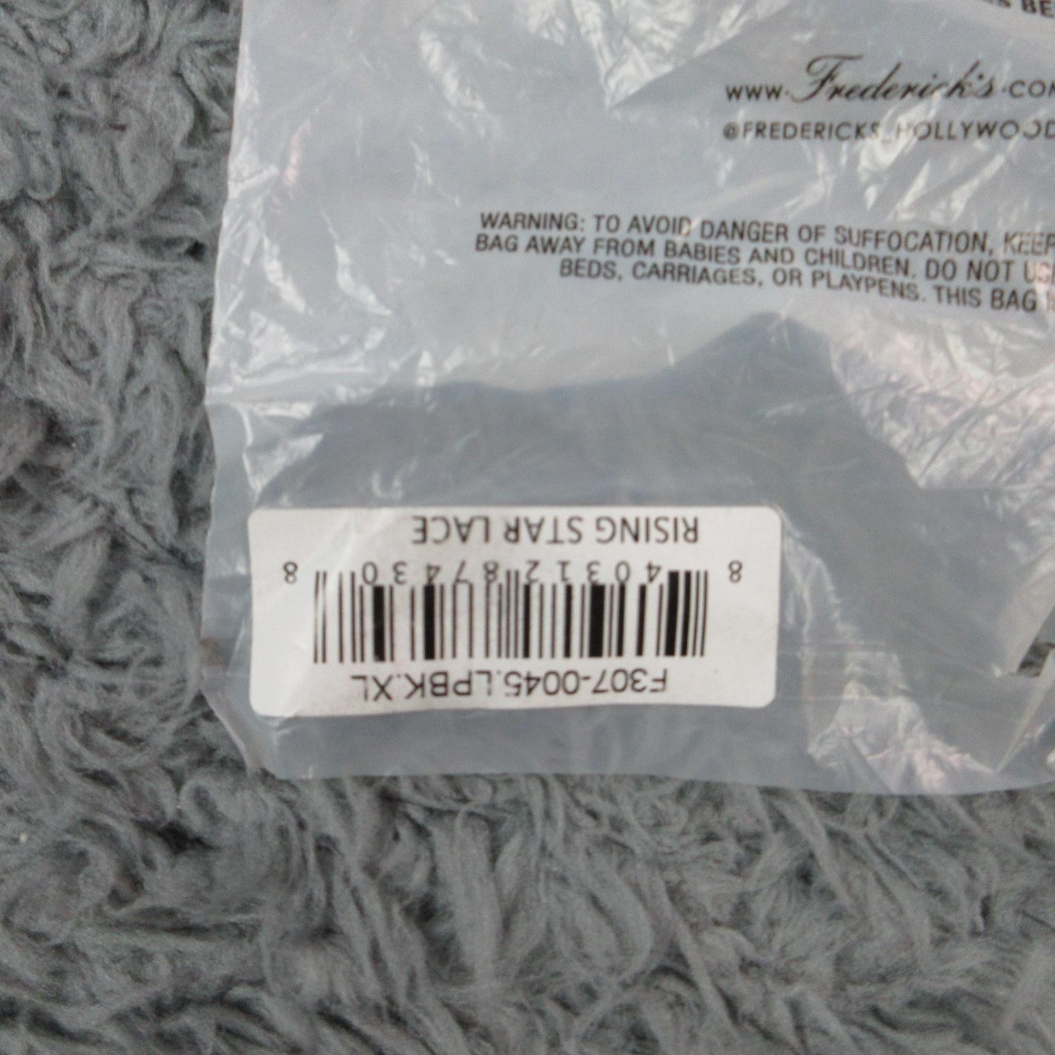 Frederick’s Of Hollywood Thong Womens XL Black Lace Sheer Strap Rising Star NWT