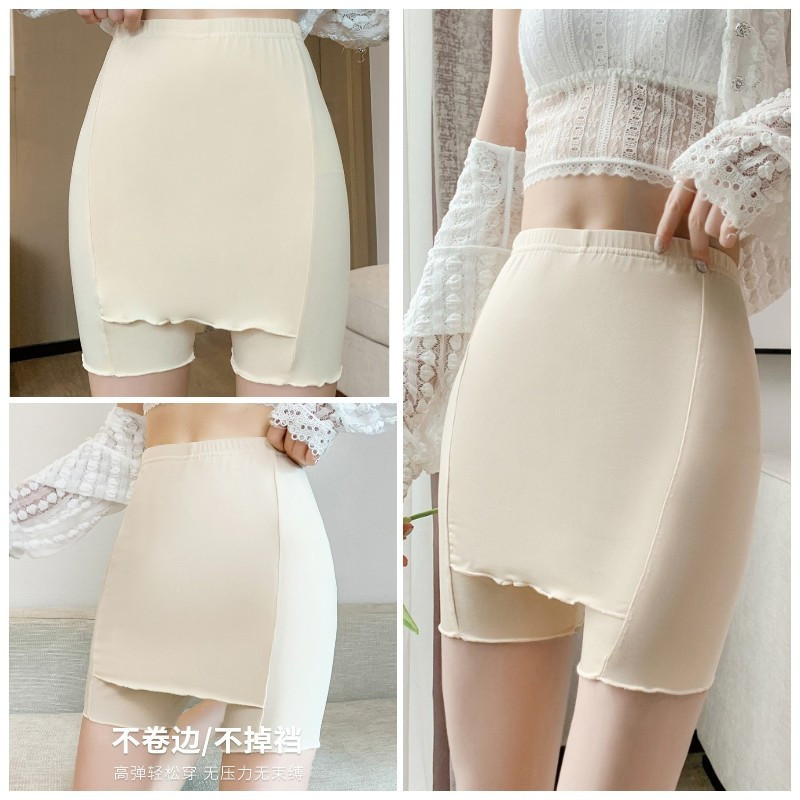 Lady Safety Short Pants Lingerie Double Layer Dress Fit Underwear Seamless Boxer
