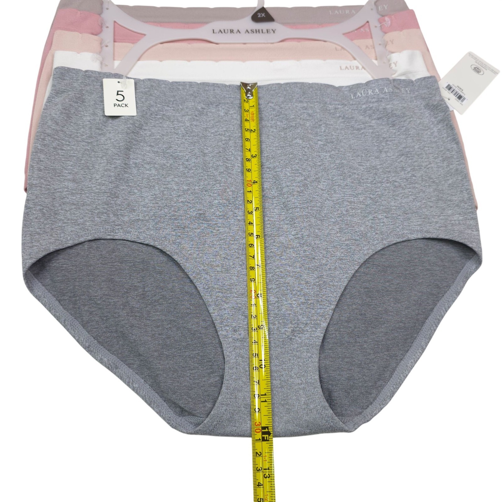 Laura Ashley Womens 5-Pack High-Waist Briefs Panties Size 2X Nylon Spandex