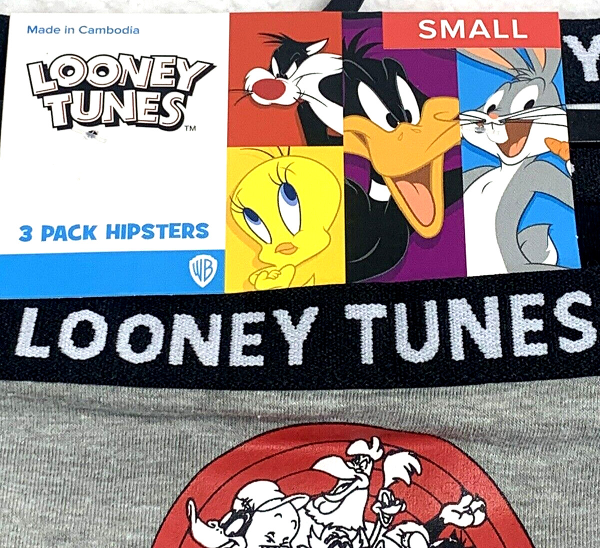 Looney Tunes Women’s Hipsters SZ Small 3-Pk Cotton Stretch, What’s Up Doc?