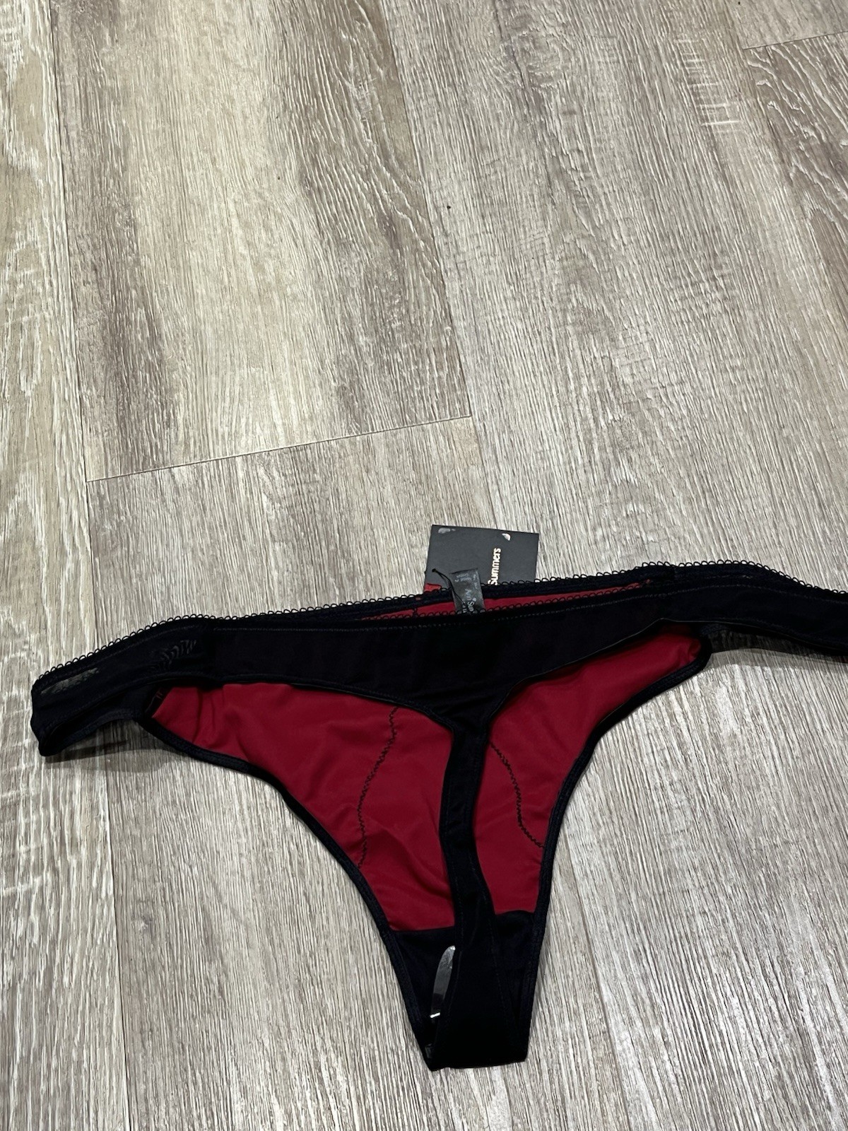 Ann Summers Teagan Triple Boost Burgundy Red & Black Thong Size 18 FREE POST
