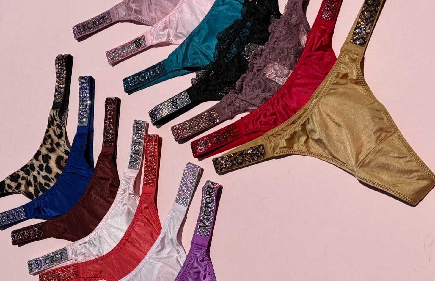 Victoria’s Secret Shine Strap Thong Bling Very Sexy Panty Rhinestone All Sizes