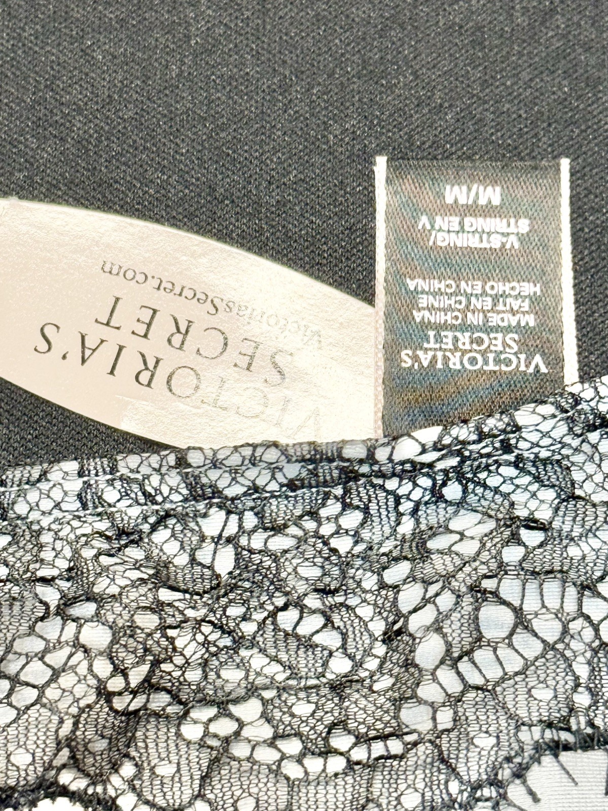 2015 Victorias Secret Very Sexy Triple Strappy Lace Trim V-string Panty Grey MED