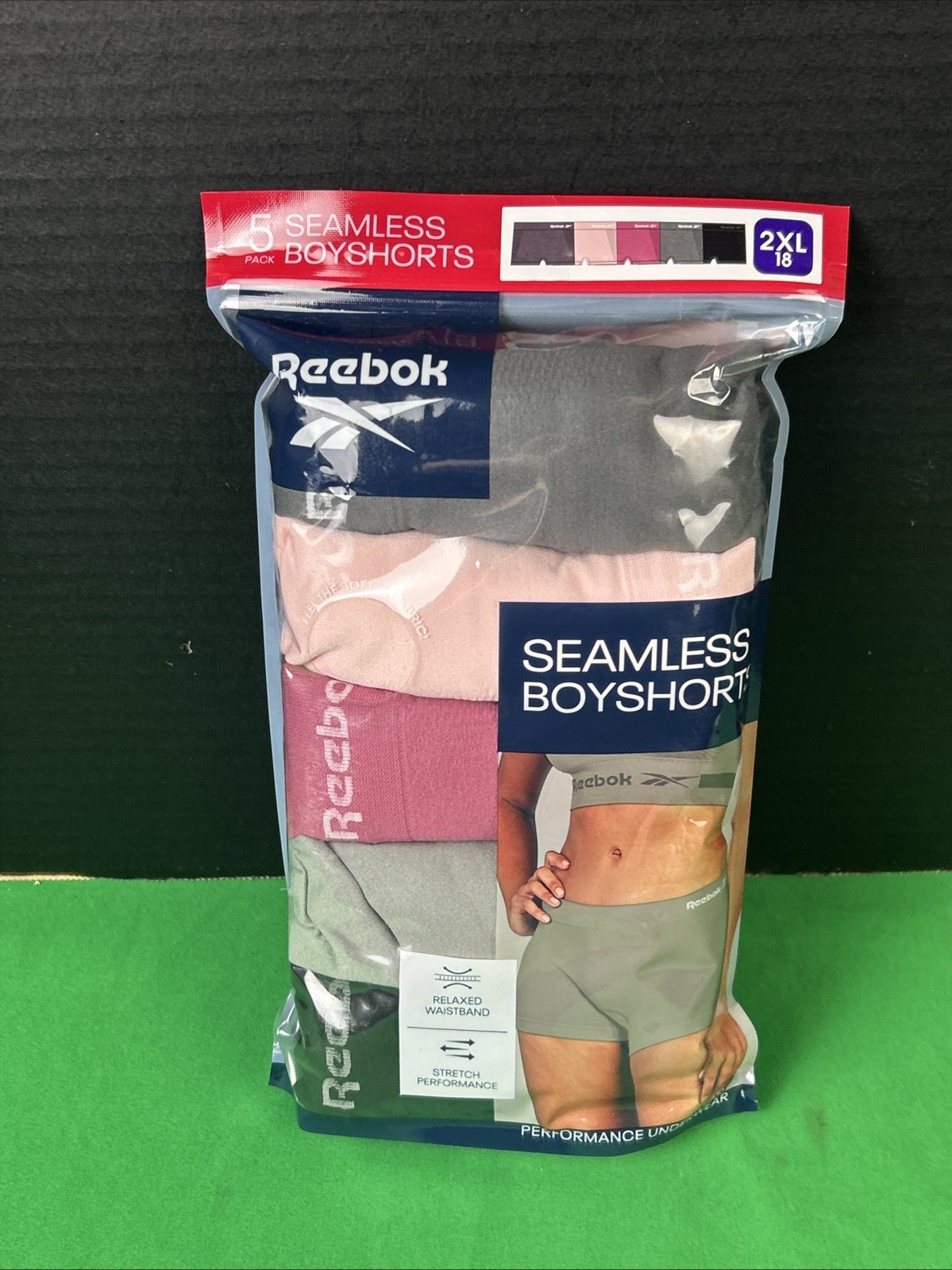 Reebok Women’s 5-Pack Seamless Boyshort Size XXL Pink & gray