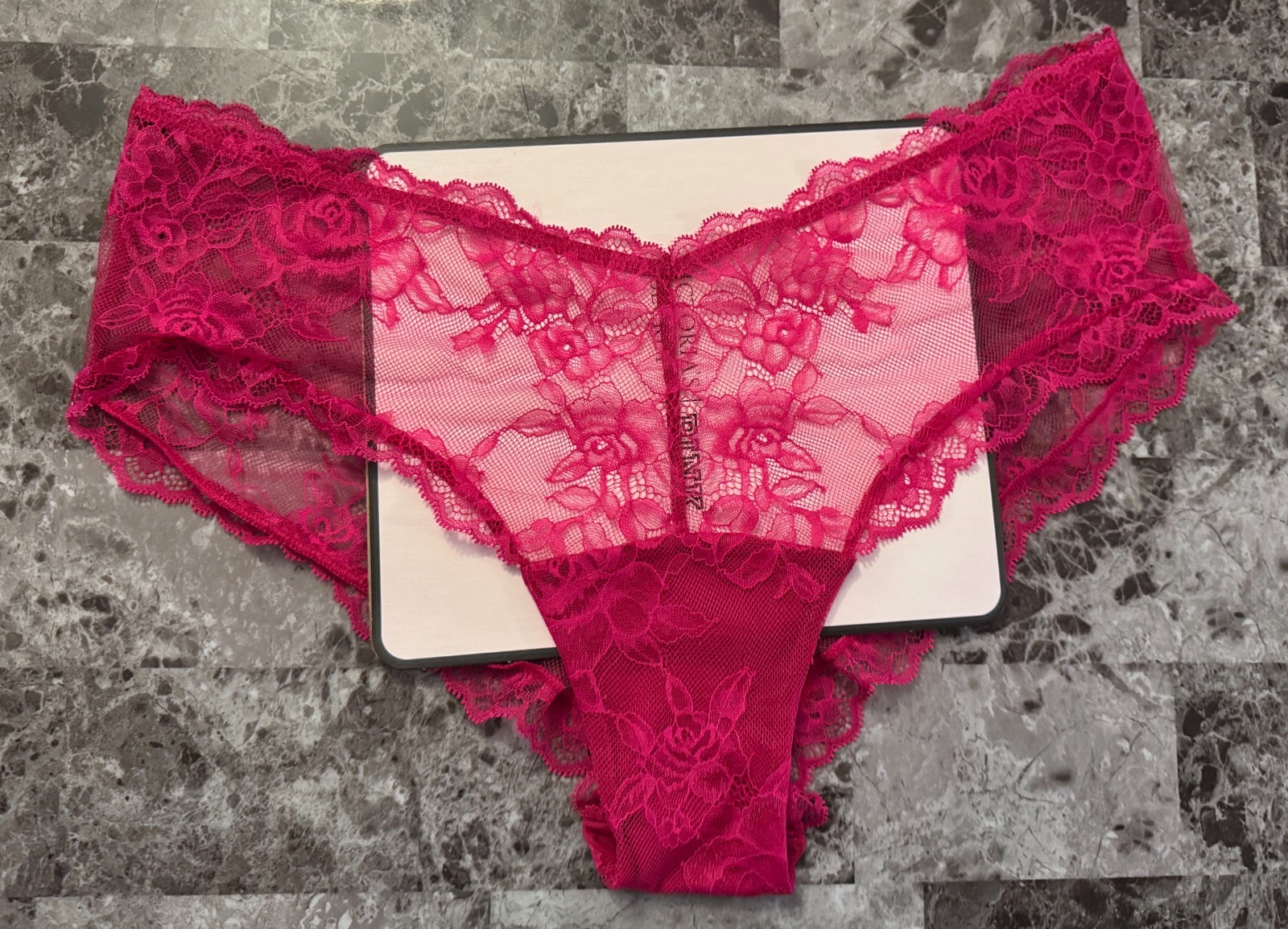 NWT VICTORIA’S SECRET XL PINK FLORAL LACE STRETCH HIGH LEG CHEEKY PANTIES