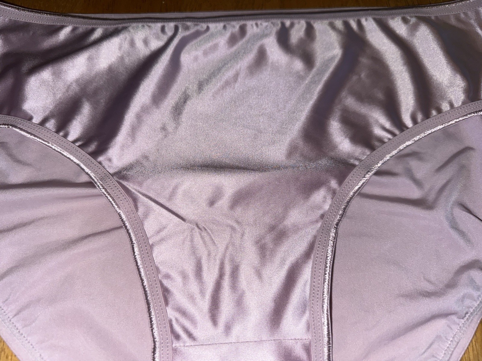 Vtg 80s Styl Glossy Slippery Lilac 2nd Skin Butter Satin Brief Pantie 2X 2XL NEW