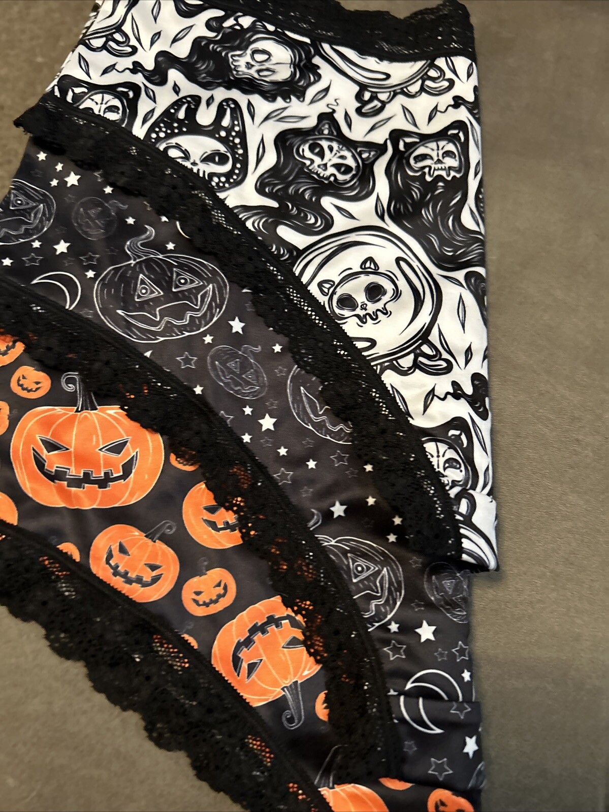 Morvia 3pk lace trim goth Emo Punk Biker panties 1XL skull & Bones Lingerie New