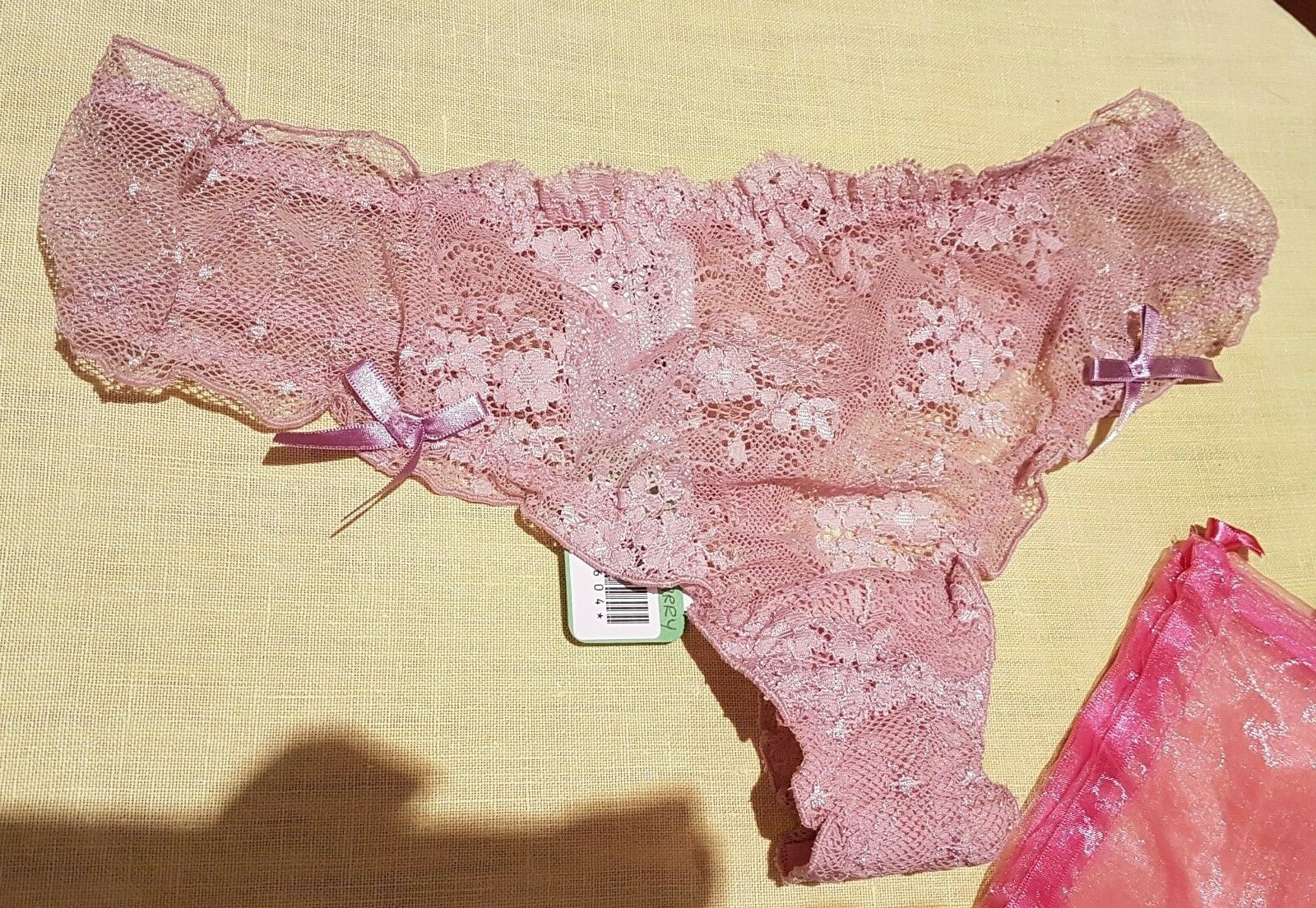 Verdissima STARRY NITE Sheer Wide Sided Pink Lace Hipster Thongboy M