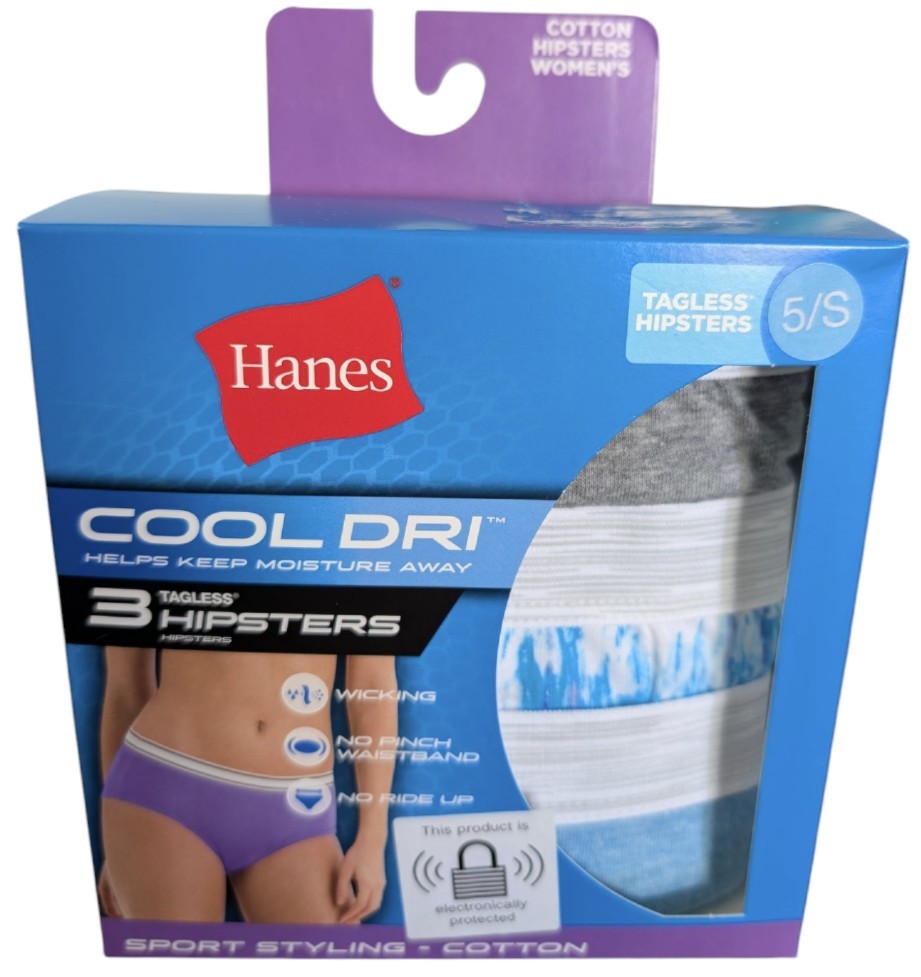 Hanes Small Size 5 Women’s Hipster Panties Tagless 3ct Package New