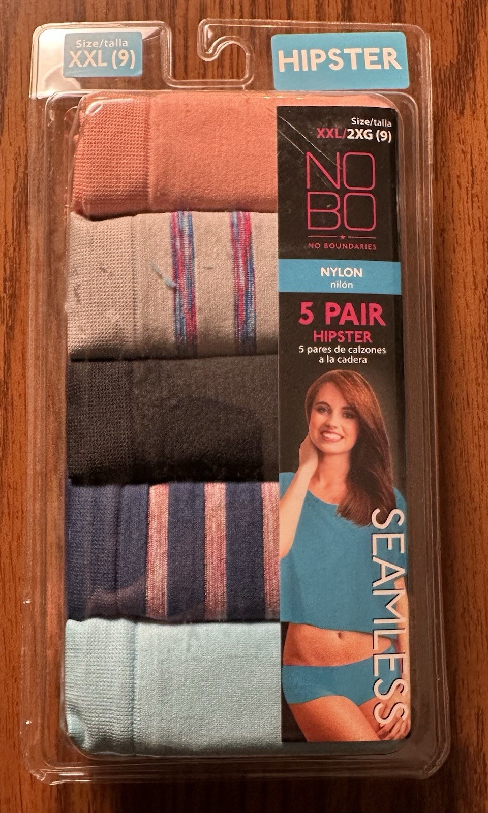 5 Pack Hipster Panties Multicolor Size 2XL Nylon Stretch Seamless NIB