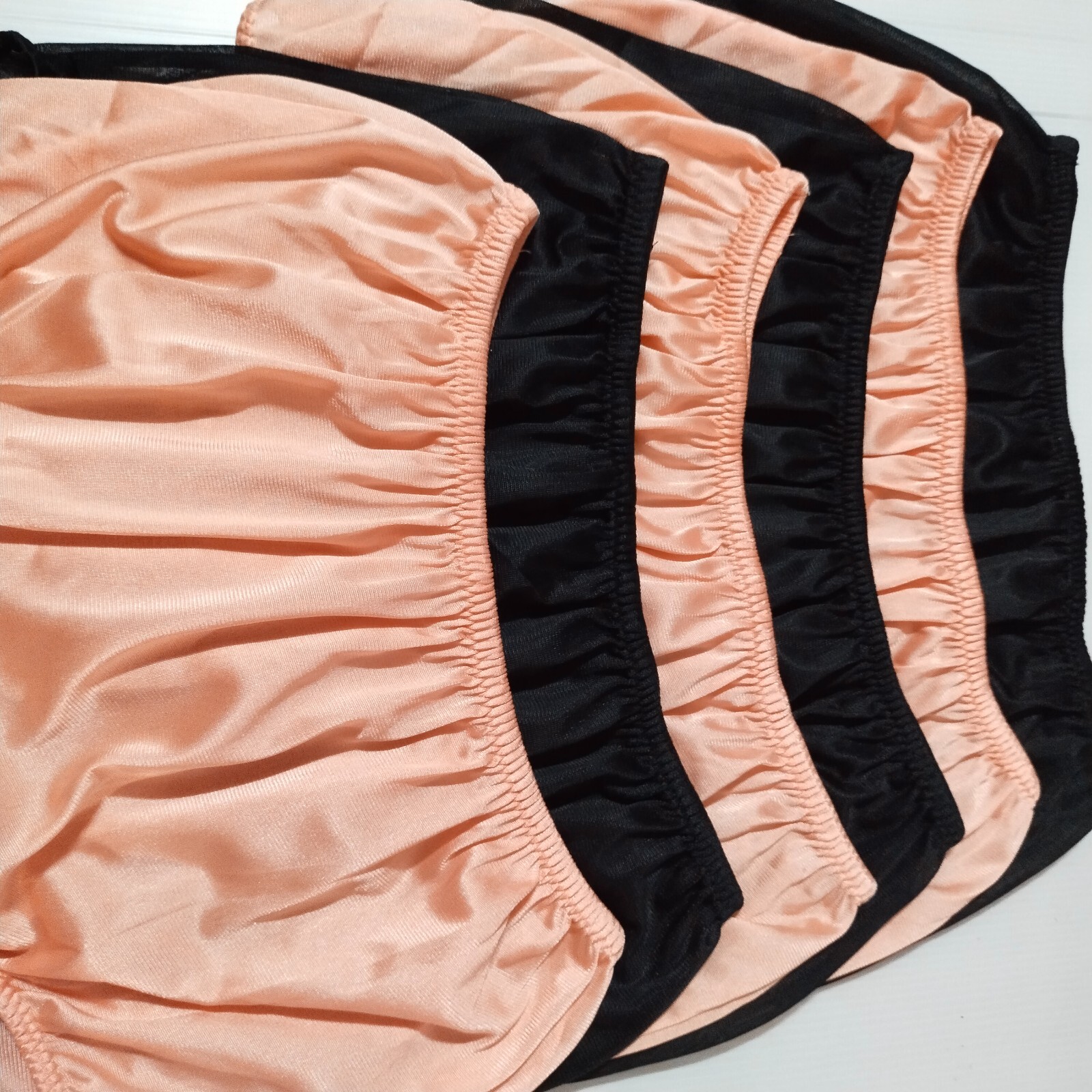 6 Nylon Panties/ High Waisted/ Double Nylon Layer Crotch/ BLack+ORANGE/ Size XL