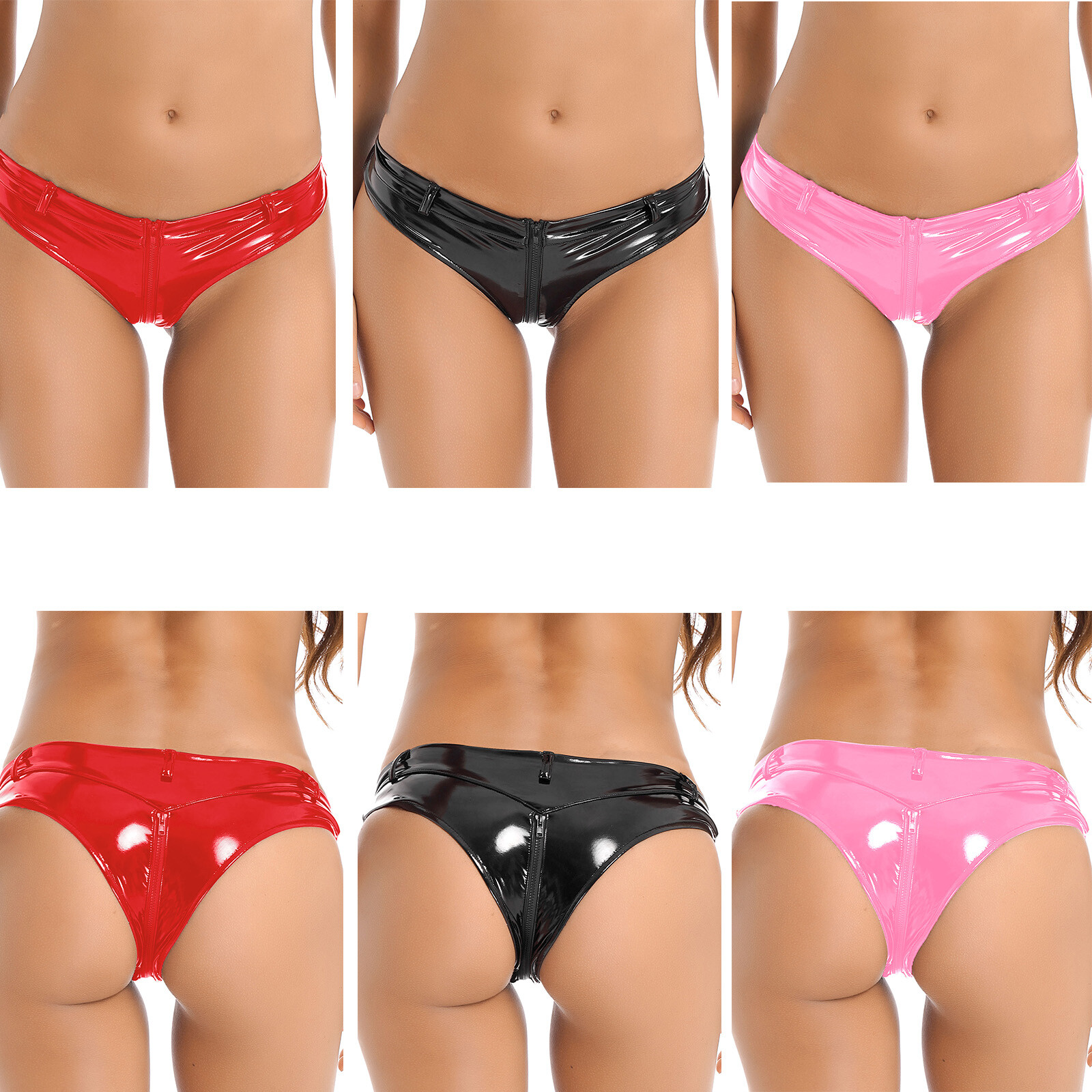 US Womens Underwear Wet Look Briefs Panties Patent Leather Clubwear Club