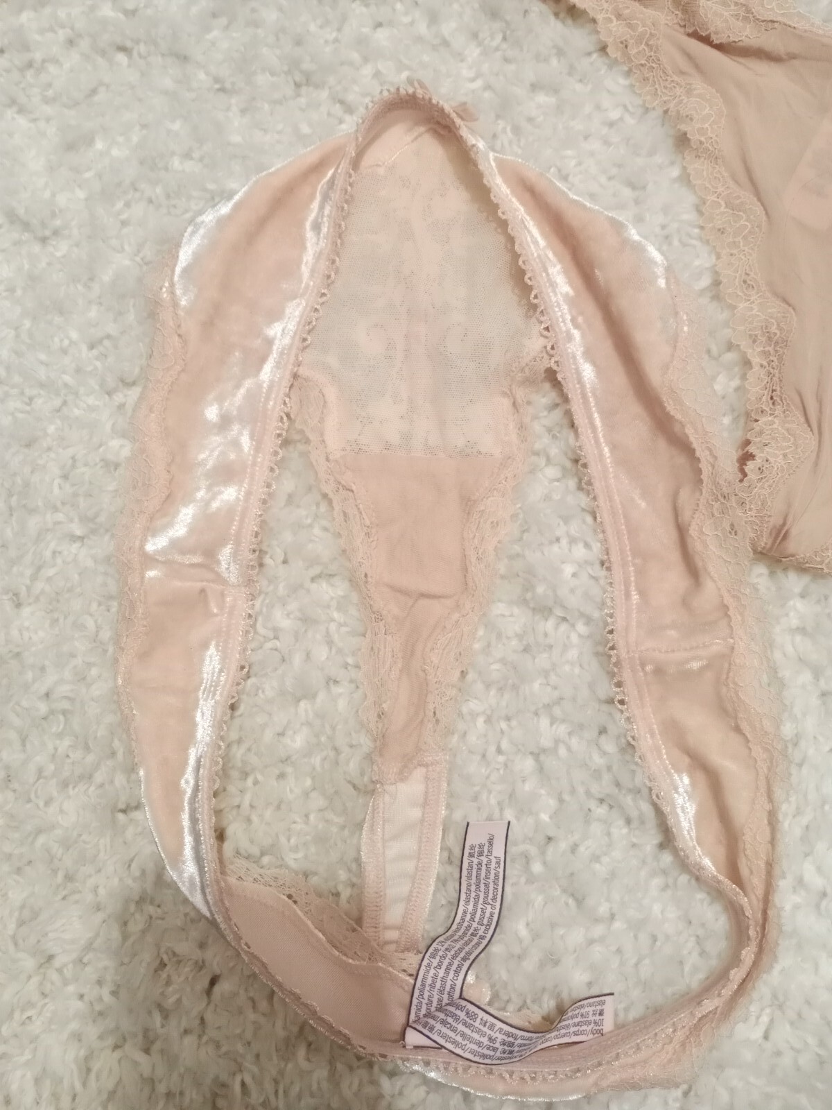 Lot Of 2 Victoria’s Secret Velvet/Sheer/Mesh/Lace Thong Panties Lrg DREAM ANGELS