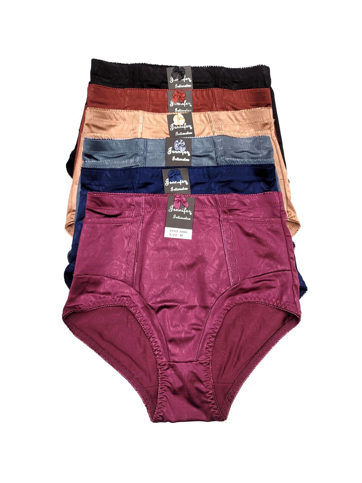 2 4 6 8 Satin Pocket High Waist Full Coverage Tummy Control Brief Girdle Panty
