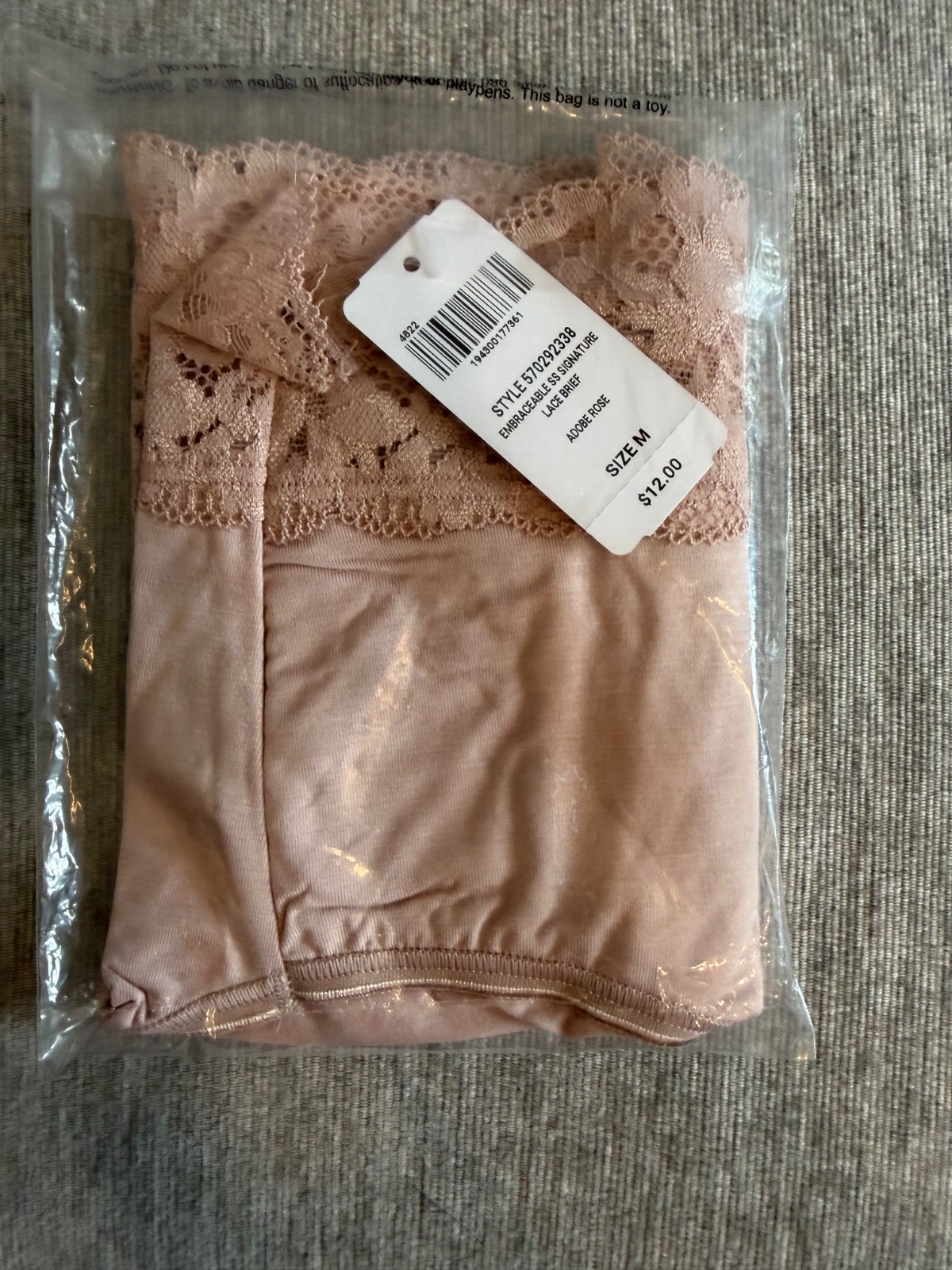 Soma Women’s Embraceable SS Signature Lace Brief Panty Adobe Rose Size M NWT