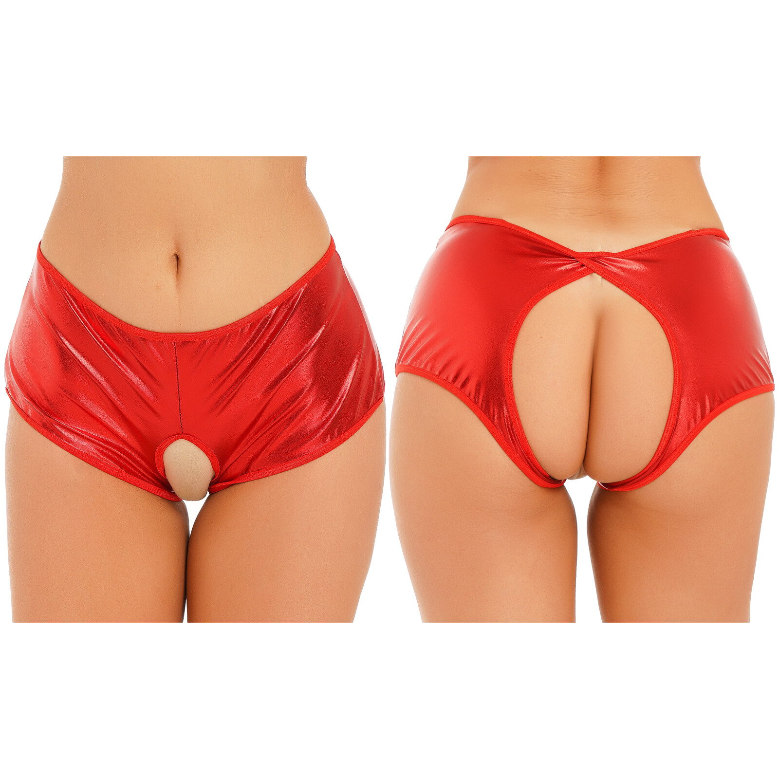 US Womens Shiny Hot Pants Booty Shorts Open Butt Panties Knickers Dance Bottoms