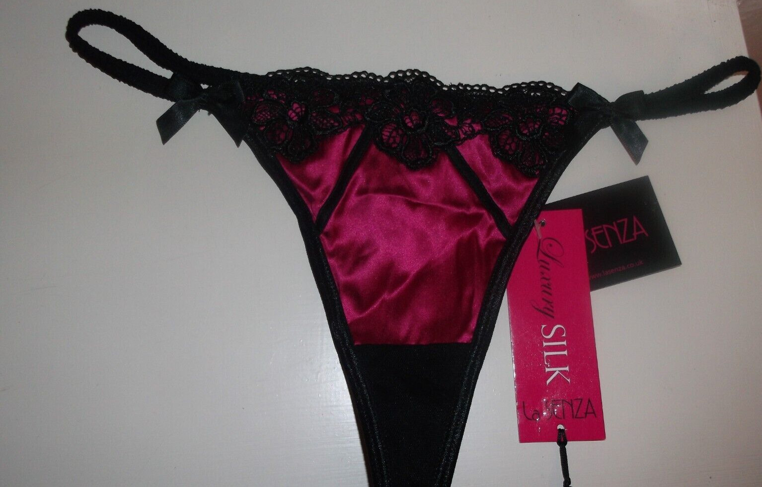 Bnwt La Senza Thong 12 16 18 Fuchsia Pink Silk Georgia