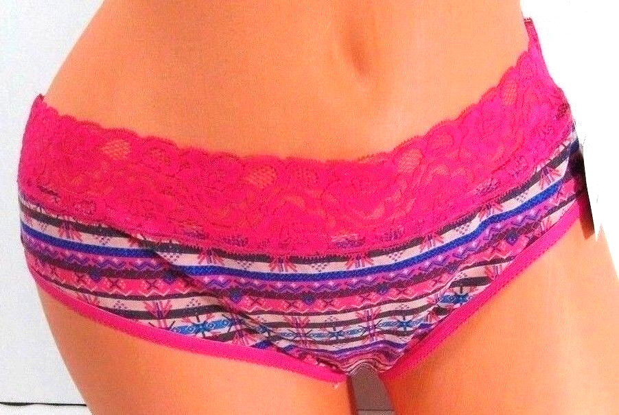Women’s Free Press Pink Multi-Color Lacy Hipster Panty Size L NWT.