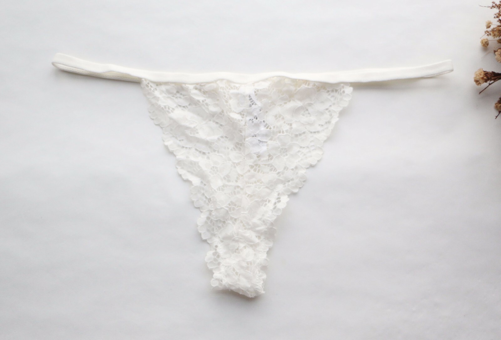 Women Sexy Thongs Floral Mesh T-back Underwear G-string Knickers White XS-M-L