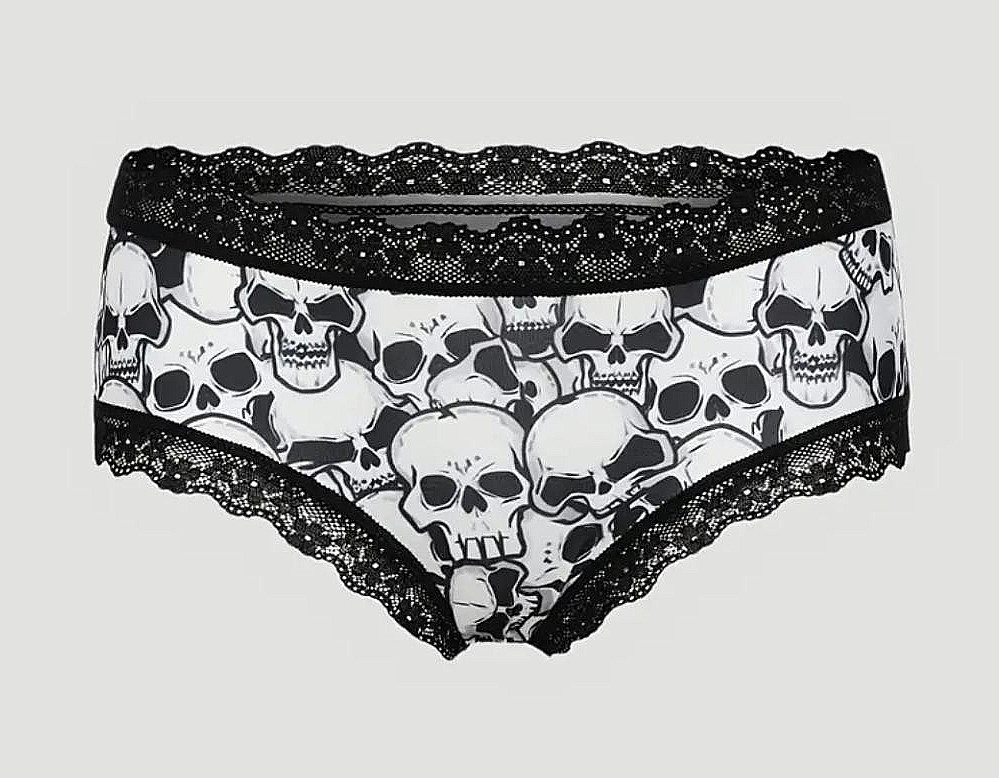 Women’s Lace Edge Sexy Panties Gothic Style Lingerie Skull Cheeky Halloween
