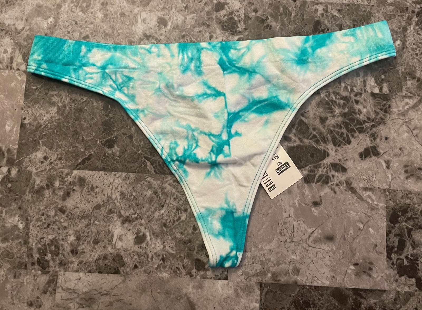 NWT AEROPOSTALE AERO S WHITE TEAL GREEN TIE DYE SEAMLESS RARE THONG PANTIES
