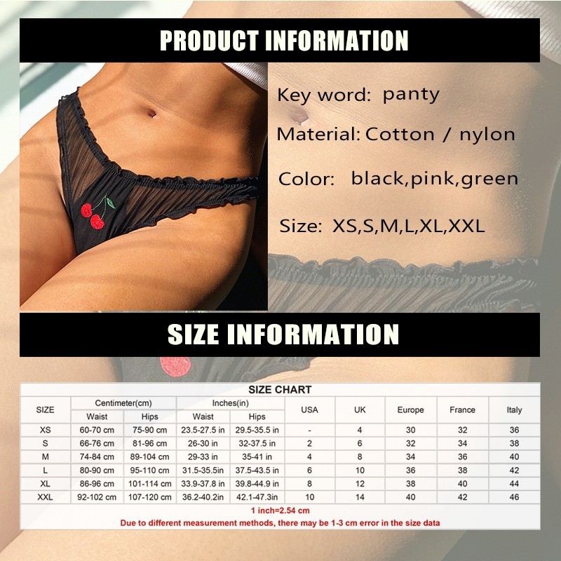 Sexy Black Cherry Small (US 26-30 inches) Panties Lingerie US Seller