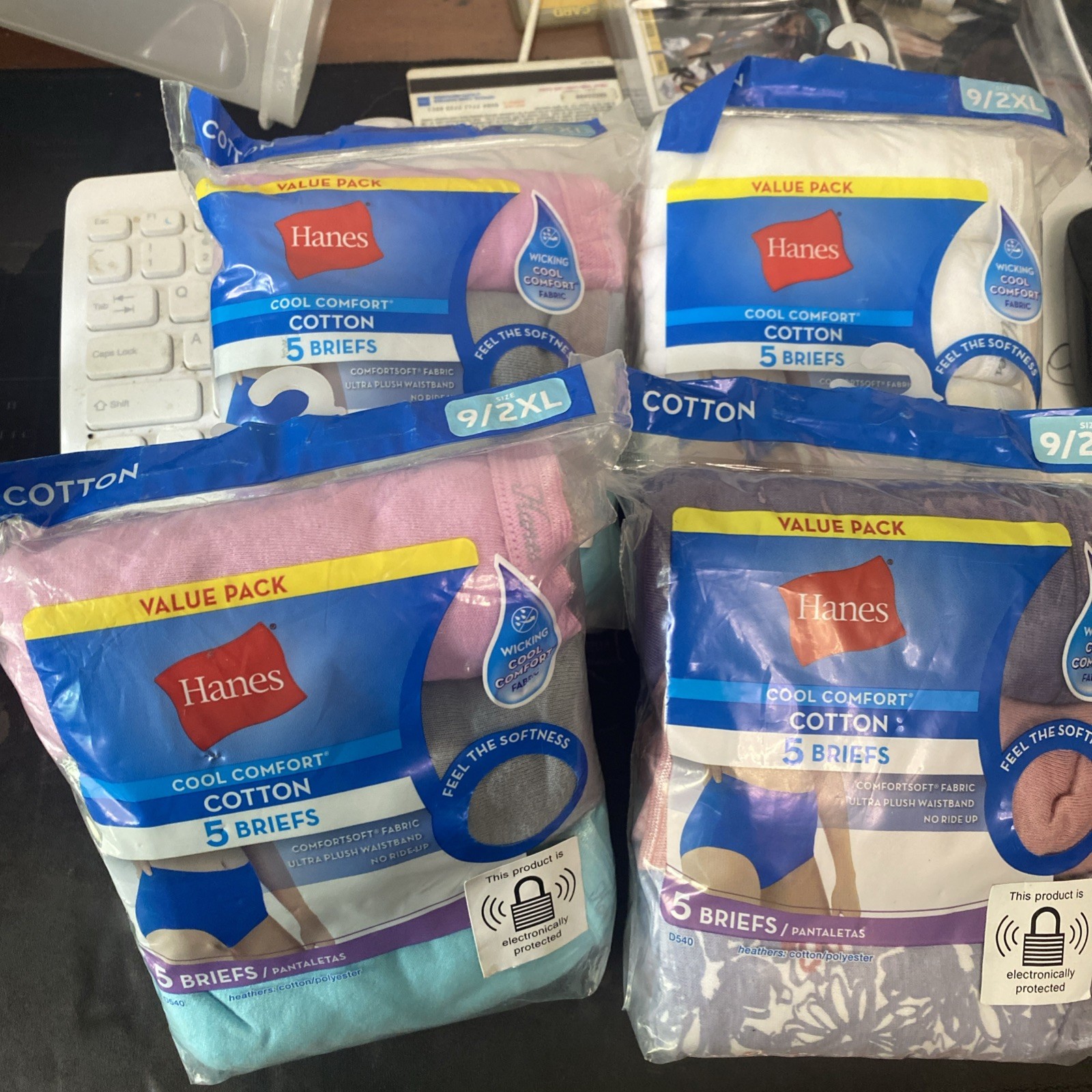 Hanes Womens Panties Cotton Briefs 5 Pair Size 9 / 2XL