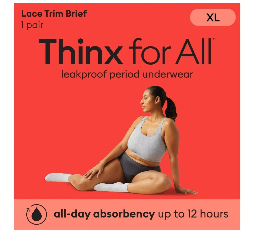 New Thinx for All Day Absorbency Leakproof Period Underwear Lace Trim Size XL
