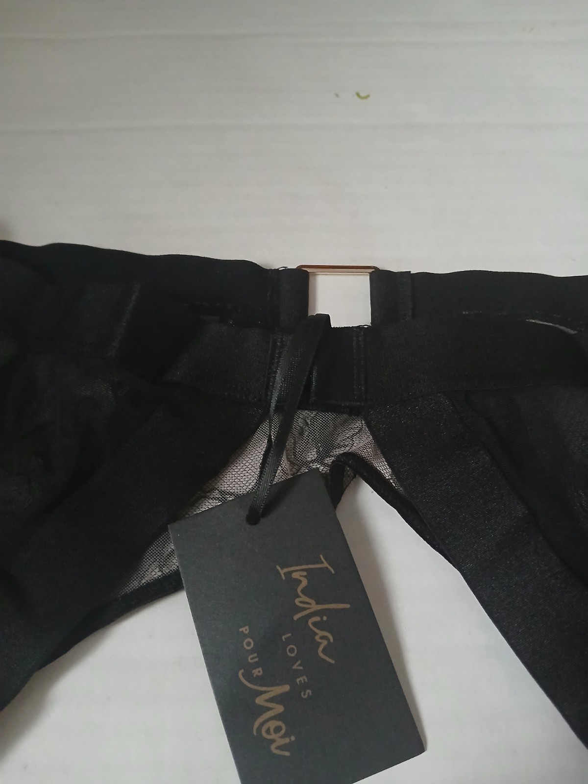 Pour Moi India Embroidery Suspender Black / Cosmetic Freepost 14