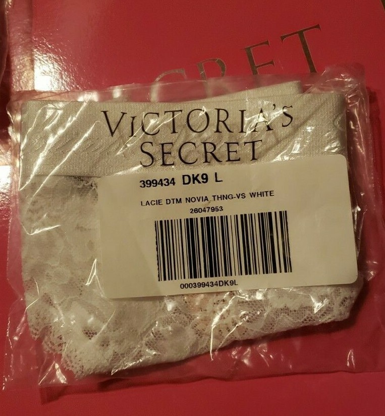 Victoria’s Secret White LacieThong w/Logo Waistband ~Sexy & So Pretty~Sz Large